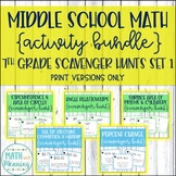 7th Grade Math Scavenger Hunt Activity Bundle Set 1