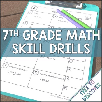 Preview of Math Intervention for Middle School | 7th Grade Math Skill Drills