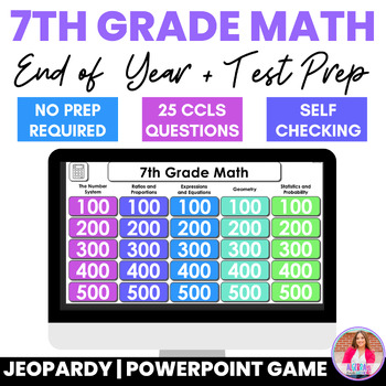 Preview of 7th Grade Math Skills Review Fun Test Prep Activity PowerPoint Game Jeopardy