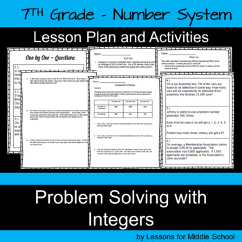 Preview of 7th Grade Math - Solving Problems with Integers  – Number System