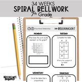 7th Grade Math Spiral Bellringers Bellwork Middle School Math