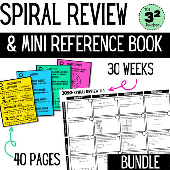 Preview of 7th Grade Math Spiral Review 30 Week Bundle & Mini Reference Book