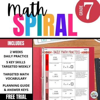 Preview of 7th Grade Math Spiral Review: Free Daily Warm-up, Practice, or Homework (2 wks)