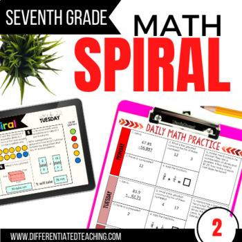 Preview of 7th Grade Math Spiral Review: Daily Math Warm ups or Bellringers | Semester 2
