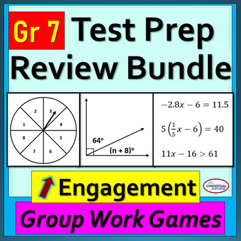 Preview of 7th Grade Math Spiral Review Test Prep Bundle - CCSS - Group Work Games