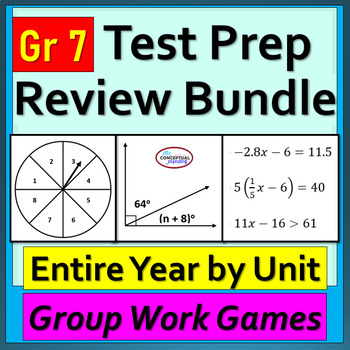 Preview of 7th Grade Math Spiral Review Test Prep Game Bundle - Fun Way To Review CCSS