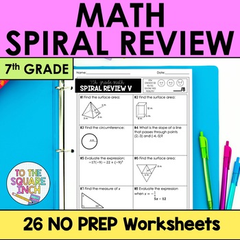 Preview of 7th Grade Math Spiral Review Worksheets
