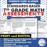 7th Grade Math Standard Based Assessments BUNDLE Common Core ⭐ Distance Learning