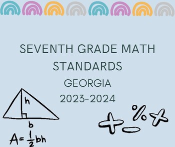 Preview of 7th Grade Math Standards (Georgia) Updated 2023-2024- Pretty Version