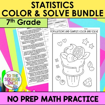 Preview of 7th Grade Math Statistics and Probability Color and Solve | Color by Number