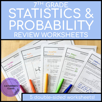 Preview of 7th Grade Math Statistics & Probability Review Classwork or Homework