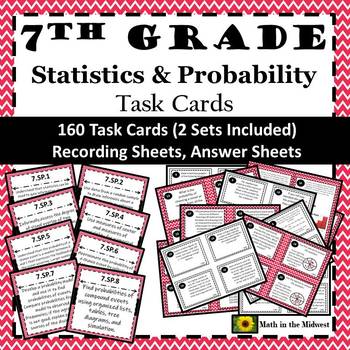 Preview of 7th Grade Math Statistics & Probability Task Cards Bundle