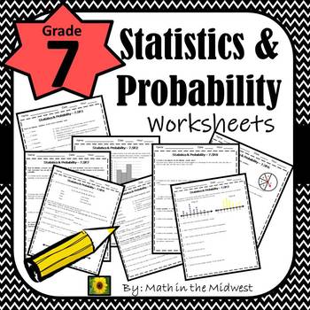 7th Grade Math Statistics & Probability Worksheets by Math in the Midwest