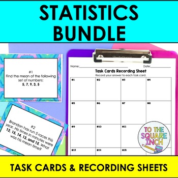 Preview of 7th Grade Math Statistics Task Card Bundle