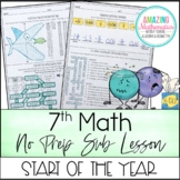 7th Math No Prep Sub Lesson / Substitute Teacher Activity - Start of The Year