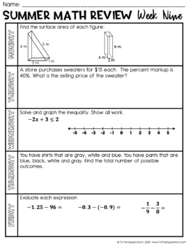 link it test 2018 8th math summer packet answers