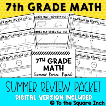 Preview of 7th Grade Math Summer Packet | Take Home Work for Review or Summer School