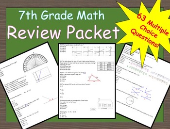 7th Grade Math Summer Review Packet by Middle School Math by Ms C