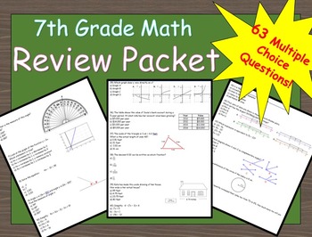 7th grade math summer review packet by middle school math by ms c