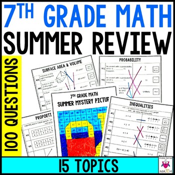 Preview of 7th Grade Math Summer Review Packet | Fun Worksheets