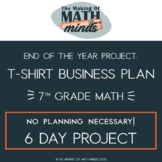 7th Grade Math T-Shirt Business Plan Project (End of the Year Activity)