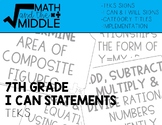 7th Grade Math TEKS - I Can Statements, I will Statements,