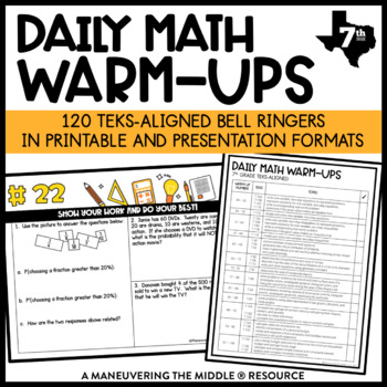 Preview of 7th Grade Math Warm Ups (TEKS-Aligned Bell Ringers) | Daily Math Warm Ups
