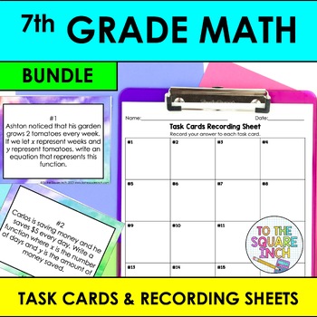 Preview of 7th Grade Math Task Cards and Activities | Full Year | All Topics