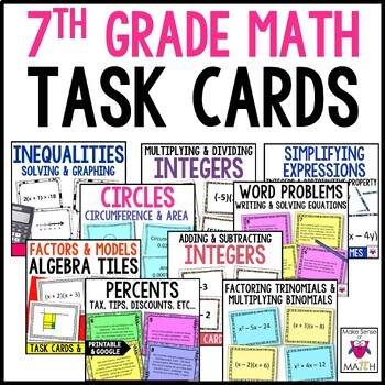 7th Grade Math Task Cards Bundle for Activities and Games by Make Sense ...