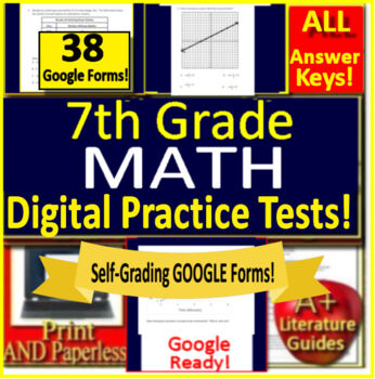 Preview of 7th Grade Math Test Prep -  Printable Copies and Self-Grading Google Forms