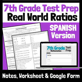 Preview of 7th Grade Math Test Prep/ Review/ ACAP - Real World Ratios SPANISH