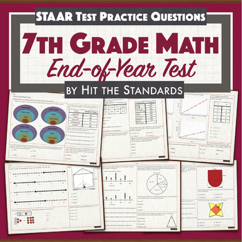 Preview of 7th Grade Math Test Standard Based Review Benchmark Pretest STAAR End of Year 