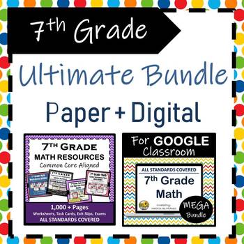 Preview of 7th Grade Math Ultimate Bundle {Paper + Digital} Math 7 Curriculum Resources