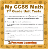 7th Grade Math Unit Tests--Problem Solving--CCSS Common Core Middle School