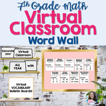 Preview of 7th Grade Math Virtual Word Wall BUNDLE for Virtual Classroom