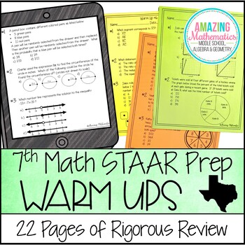 Preview of 7th Grade Math Warm Ups - STAAR Review & Prep