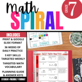 7th Grade Math Spiral Review: Daily Math Warm Ups, Bellwor