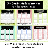 7th Grade Math Warm Ups for the Entire Year