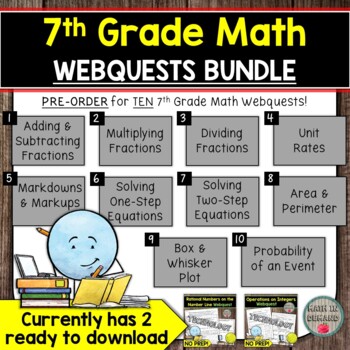 Preview of 7th Grade Math Webquests Growing Bundle