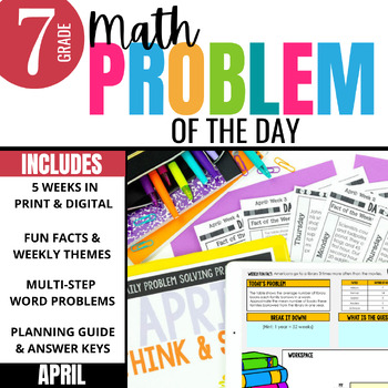 Preview of 7th Grade Math Word Problem of the Day | April Math Problem Solving