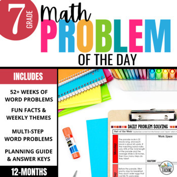 Preview of 7th Grade Math Word Problem of the Day | Math Problem Solving Activity Bundle
