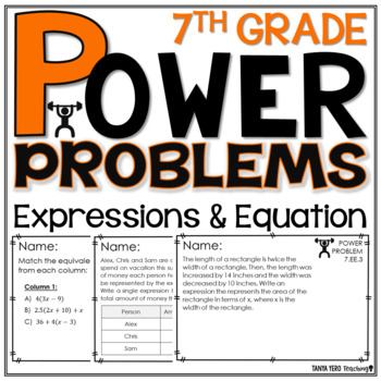 Preview of 7th Grade Math Word Problems Expressions and Equations Math Review Test Prep