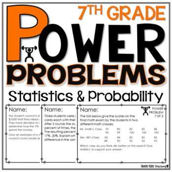 Preview of 7th Grade Math Word Problems Statistics and Probability Math Review Test Prep