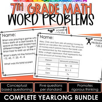 Preview of 7th Grade Math Word Problems | Math Test Prep | Math Spiral Review YEARLONG