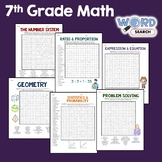 7th Grade Math Word Search Puzzle Activity Worksheet Geome