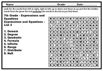 11 7th grade math word search worksheets distance learning by swati sharma