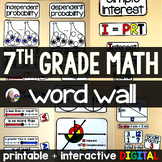 7th Grade Math Word Wall | 7th Grade Math Classroom Vocabulary