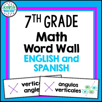 Preview of 7th Grade Math Word Wall - ENGLISH AND SPANISH!