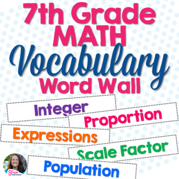 Preview of 7th Grade Math Word Wall Vocabulary Cards Back to School