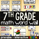 7th Grade Math Word Wall - print and digital math vocabulary